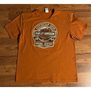 Harley-Davidson Myrtle Beach Pirate Graphic T-Shirt Orange Mens XL Made in USA